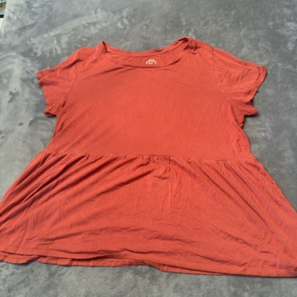 Maurices 24/7 T-Shirt Women Large Rust Peplum Casual Soft